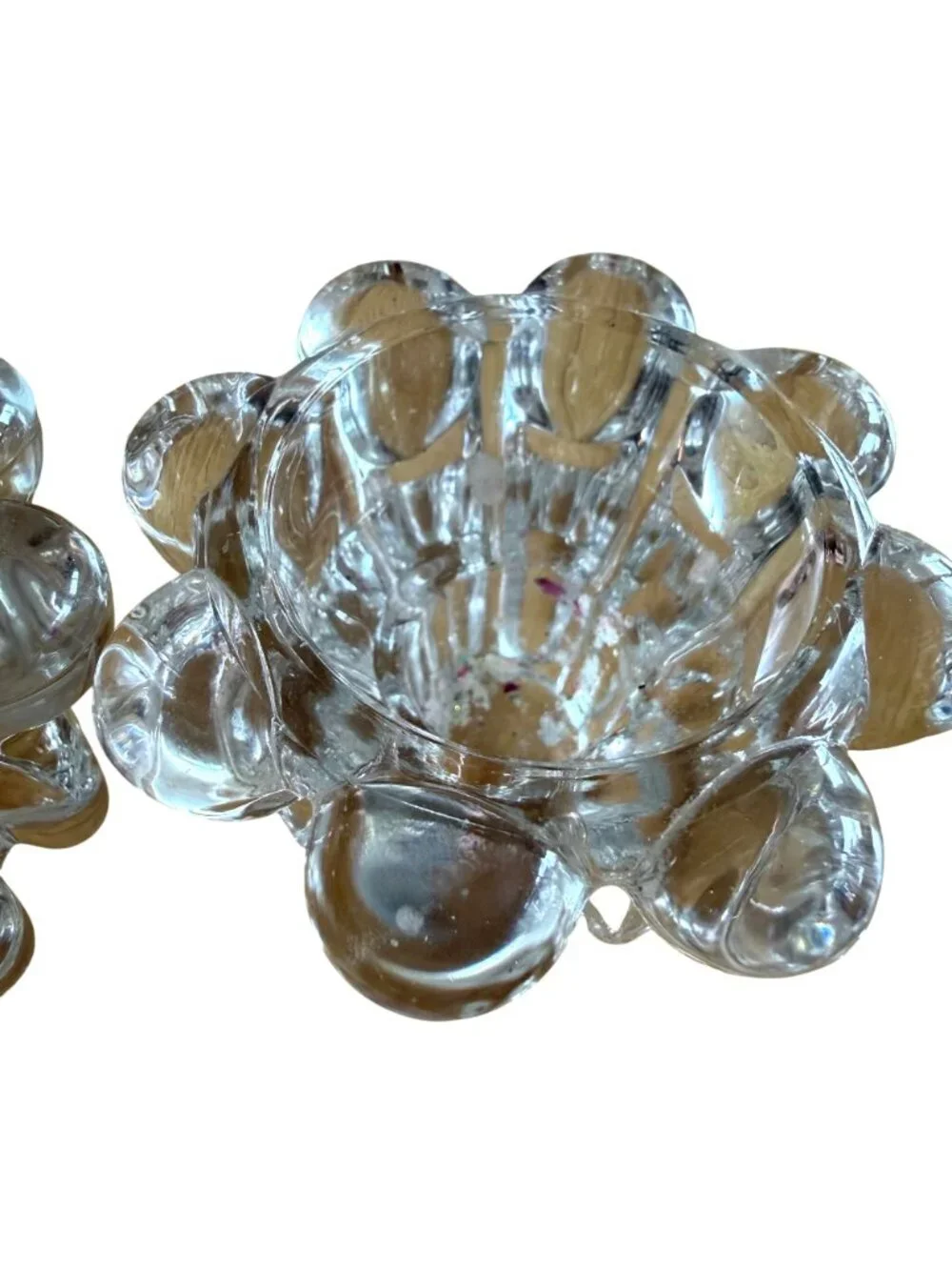 Clear Glass Flower Candle Holders Set for Tapers and Votives